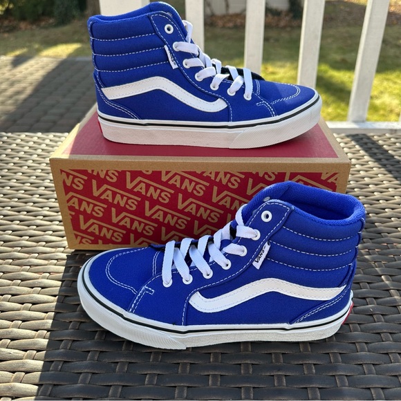 New Vans Filmore High Top Sneakers, Rare Royal Blue, Kids, Youth, Unisex, 1, 3 - Picture 1 of 12